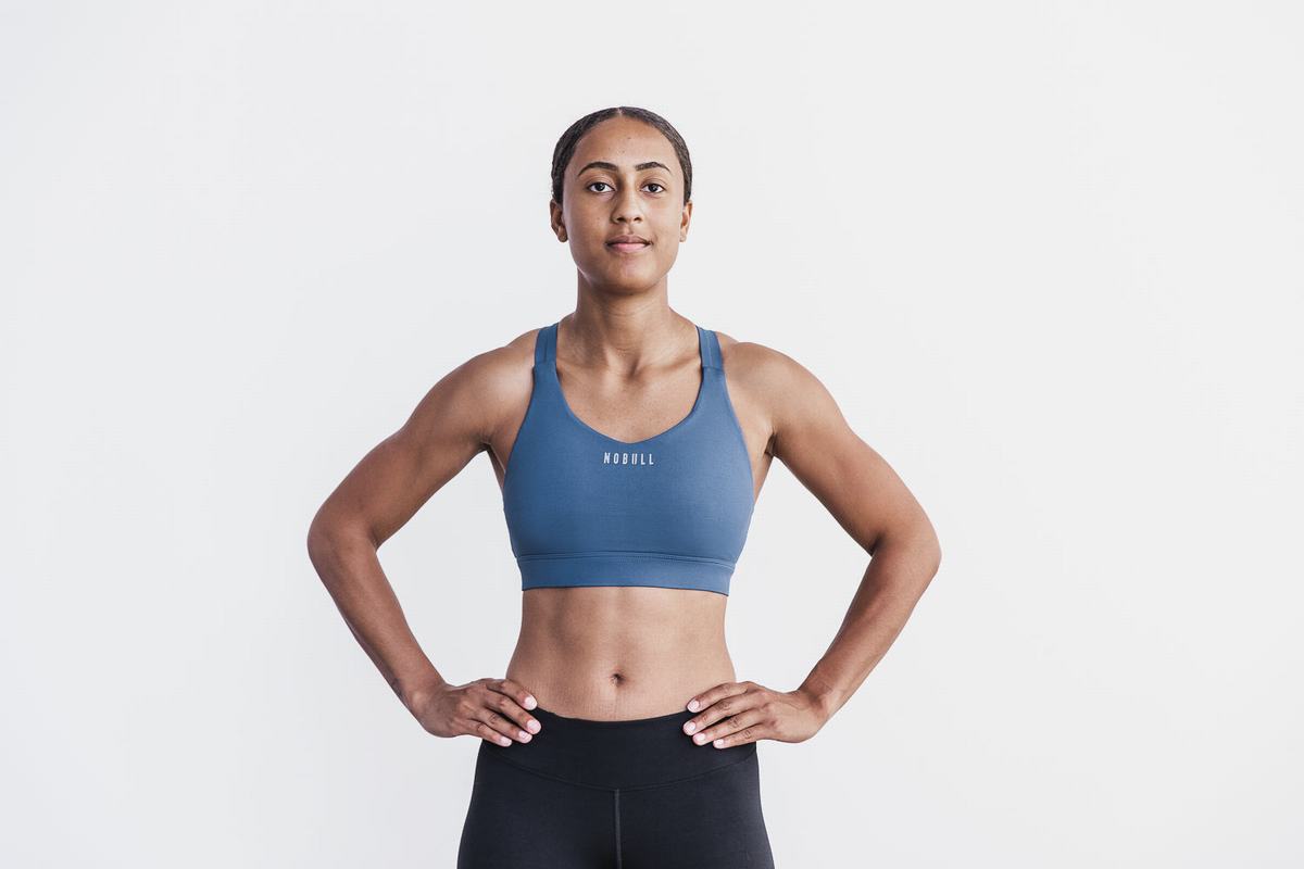 Nobull Pace Women\'s Sports Bras Blue | Australia (VA6173)